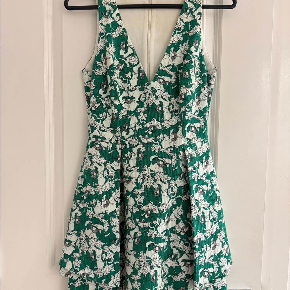Zara Green Fit and Flare Mini Dress for Wedding Guest